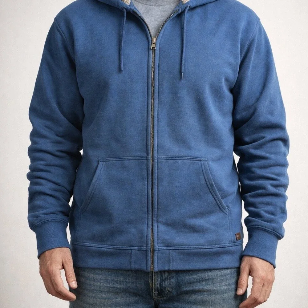 Moose Creek Sherpa Lined Full Zip Hoodie Men XXL Blue Outdoor Jacket